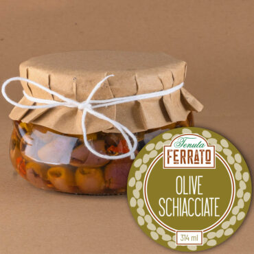 Olive verdi sott’olio denocciolate e schiacciate